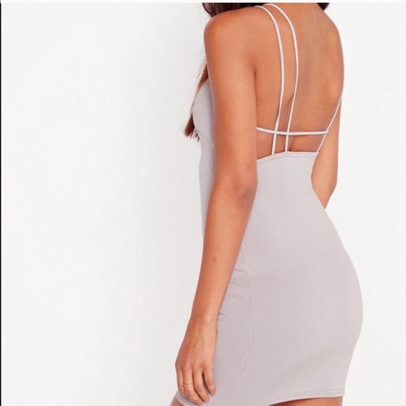 Strappy Scuba Bodycon Dress in Ice Gray - Picture 2 of 3